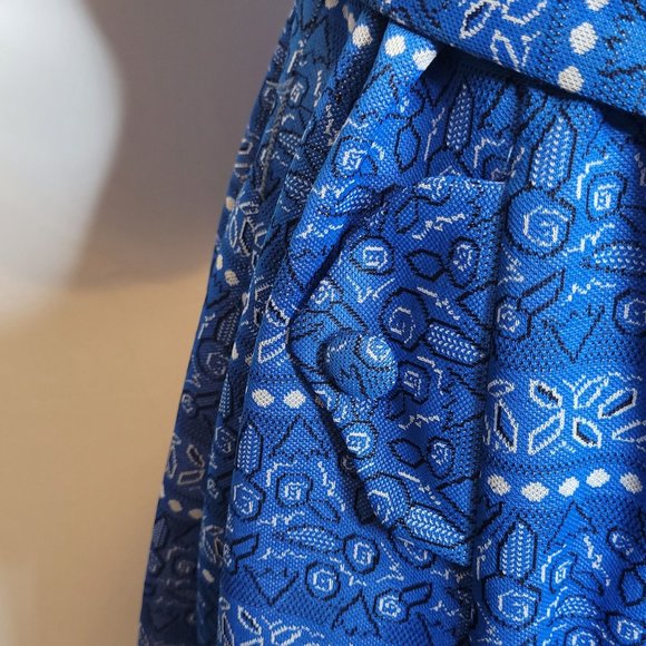 Vintage Dress Blue Bandana Print Jule Wyn New York Zip Back Belted Faux Pockets - Picture 6 of 11